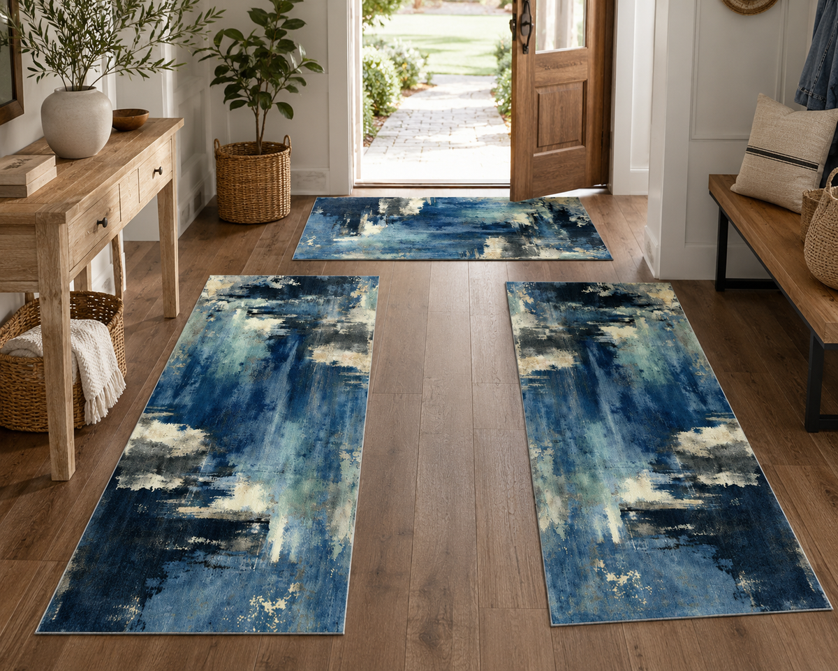 Farmhouse Stripe Kitchen Rug Set