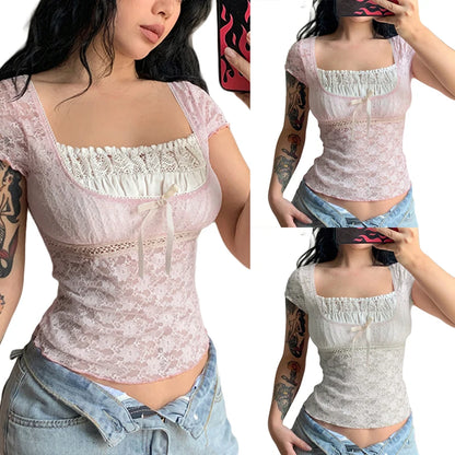 Coquette Lace Square Neck Top